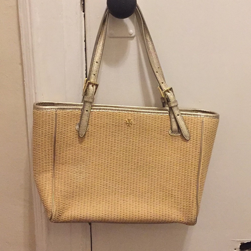 Tory Burch York Straw Buckle Tote